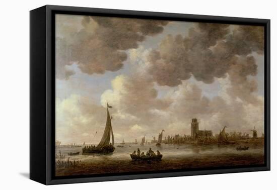 View of Dordrecht Downstream from the Grote Kerk, 1647 (Oil on Panel)-Jan Van Goyen-Framed Stretched Canvas