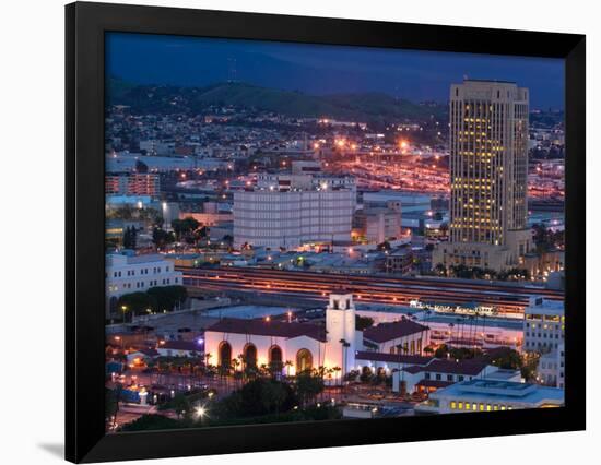 View of Downtown and Union Station from Los Angeles City Hall, Los Angeles, California, USA-Walter Bibikow-Framed Photographic Print