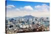 View of Downtown Cityscape and Seoul Tower in Seoul, South Korea.-Guitar photographer-Stretched Canvas