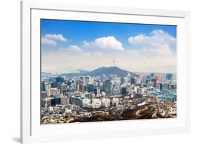 View of Downtown Cityscape and Seoul Tower in Seoul, South Korea.-Guitar photographer-Framed Photographic Print