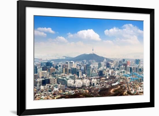 View of Downtown Cityscape and Seoul Tower in Seoul, South Korea.-Guitar photographer-Framed Photographic Print