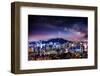 View of Downtown Cityscape and Seoul Tower with Milky Way in Seoul, South Korea.-Guitar photographer-Framed Photographic Print