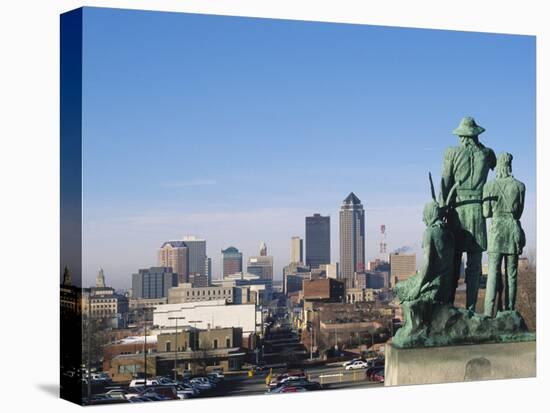 View of Downtown from State Capitol, Des Moines, Iowa, USA-Michael Snell-Stretched Canvas