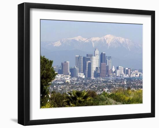 View of Downtown Los Angeles Looking Towards San Bernardino Mountains, California, USA-Ethel Davies-Framed Photographic Print