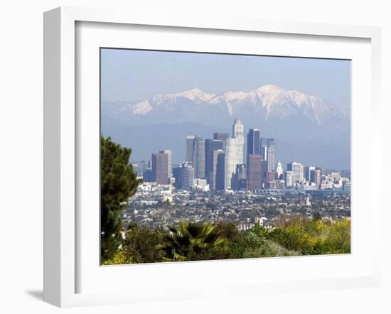 View of Downtown Los Angeles Looking Towards San Bernardino Mountains, California, USA-Ethel Davies-Framed Photographic Print