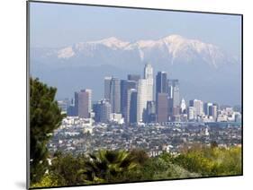 View of Downtown Los Angeles Looking Towards San Bernardino Mountains, California, USA-Ethel Davies-Mounted Photographic Print