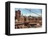 View of Downtown Manhattan from the Brooklyn Bridge-Philippe Hugonnard-Framed Stretched Canvas