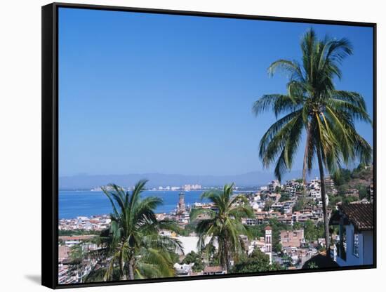 View of Downtown Puerto Vallarta and the Bay of Banderas, Mexico-Merrill Images-Framed Stretched Canvas