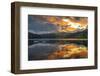 View of dramatic clouds reflecting in Ladybower Reservoir at sunset, Peak District National Park-Frank Fell-Framed Photographic Print