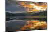 View of dramatic clouds reflecting in Ladybower Reservoir at sunset, Peak District National Park-Frank Fell-Mounted Photographic Print