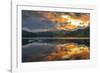 View of dramatic clouds reflecting in Ladybower Reservoir at sunset, Peak District National Park-Frank Fell-Framed Photographic Print