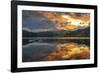 View of dramatic clouds reflecting in Ladybower Reservoir at sunset, Peak District National Park-Frank Fell-Framed Photographic Print