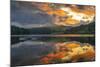 View of dramatic clouds reflecting in Ladybower Reservoir at sunset, Peak District National Park-Frank Fell-Mounted Photographic Print