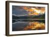 View of dramatic clouds reflecting in Ladybower Reservoir at sunset, Peak District National Park-Frank Fell-Framed Photographic Print