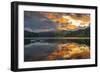 View of dramatic clouds reflecting in Ladybower Reservoir at sunset, Peak District National Park-Frank Fell-Framed Photographic Print