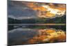 View of dramatic clouds reflecting in Ladybower Reservoir at sunset, Peak District National Park-Frank Fell-Mounted Photographic Print