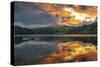 View of dramatic clouds reflecting in Ladybower Reservoir at sunset, Peak District National Park-Frank Fell-Stretched Canvas