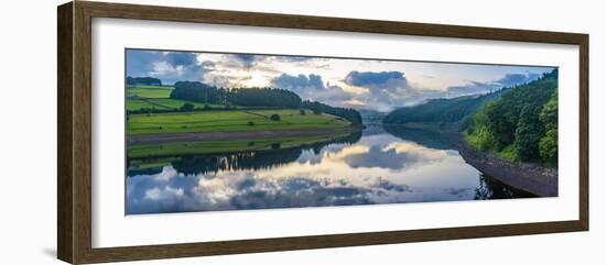 View of dramatic clouds reflecting in Ladybower Reservoir at sunset, Peak District National Park-Frank Fell-Framed Photographic Print