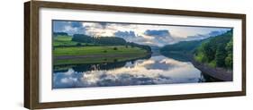 View of dramatic clouds reflecting in Ladybower Reservoir at sunset, Peak District National Park-Frank Fell-Framed Photographic Print