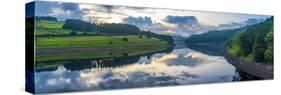 View of dramatic clouds reflecting in Ladybower Reservoir at sunset, Peak District National Park-Frank Fell-Stretched Canvas