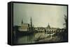 View of Dresden from Right Bank of Elbe Beneath Augustus Bridge-Bernardo Bellotto-Framed Stretched Canvas