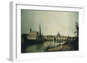 View of Dresden from Right Bank of Elbe Beneath Augustus Bridge-Bernardo Bellotto-Framed Giclee Print