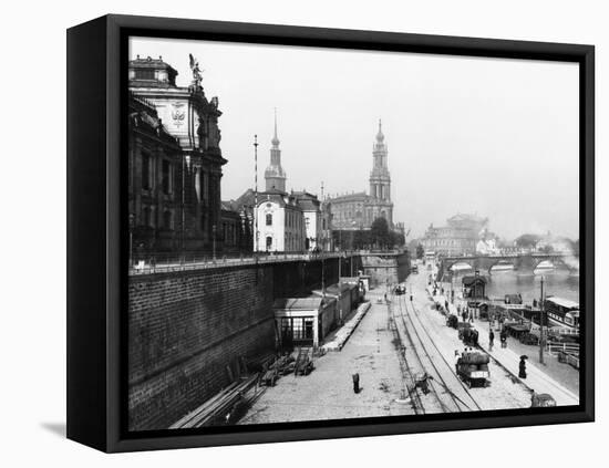 View of Dresden from the Bruehlsche Terrasse on the Katholische Hofkirche, circa 1910-Jousset-Framed Stretched Canvas