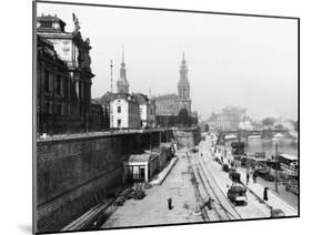 View of Dresden from the Bruehlsche Terrasse on the Katholische Hofkirche, circa 1910-Jousset-Mounted Giclee Print