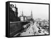 View of Dresden from the Bruehlsche Terrasse on the Katholische Hofkirche, circa 1910-Jousset-Framed Stretched Canvas