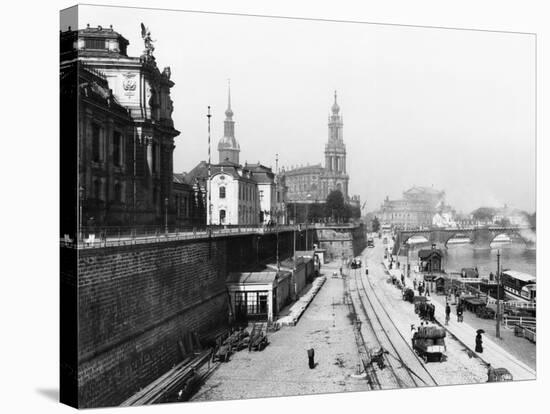 View of Dresden from the Bruehlsche Terrasse on the Katholische Hofkirche, circa 1910-Jousset-Stretched Canvas