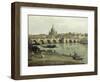 View of Dresden from the Right Bank of the River Elbe Downriver of the Augustusbruecke, 1748-Canaletto-Framed Giclee Print