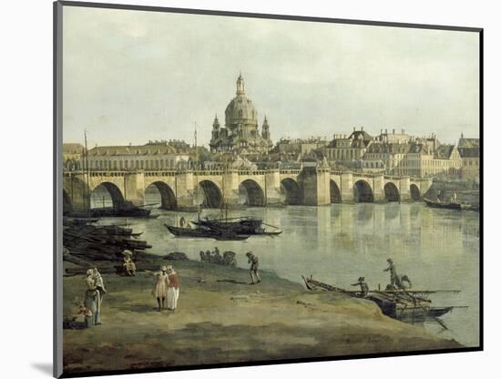 View of Dresden from the Right Bank of the River Elbe Downriver of the Augustusbruecke, 1748-Canaletto-Mounted Giclee Print