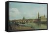 View of Dresden from the Right Bank of the River Elbe Upriver of the Augustusbruecke, 1747-Canaletto-Framed Stretched Canvas