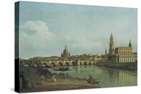 View of Dresden from the Right Bank of the River Elbe Upriver of the Augustusbruecke, 1747-Canaletto-Stretched Canvas