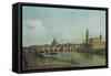 View of Dresden from the Right Bank of the River Elbe Upriver of the Augustusbruecke, 1747-Canaletto-Framed Stretched Canvas