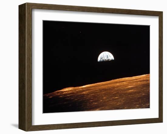 View of Earth from Apollo 10 Orbiting the Moon, 1969-null-Framed Photographic Print