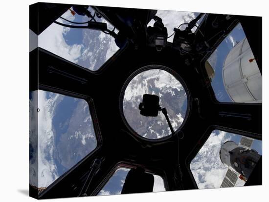 View of Earth Through the Cupola On the International Space Station-Stocktrek Images-Stretched Canvas