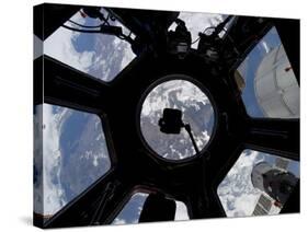 View of Earth Through the Cupola On the International Space Station-Stocktrek Images-Stretched Canvas