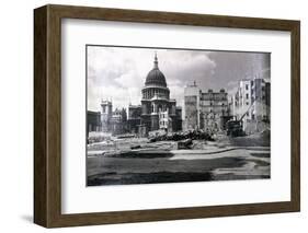 View of East End of St Paul's Showing Air Raid Damage in the Vicinity, London, C1941-null-Framed Photographic Print