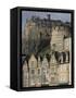 View of Edinburgh Castle from Grassmarket, Edinburgh, Lothian, Scotland, United Kingdom, Europe-Ethel Davies-Framed Stretched Canvas