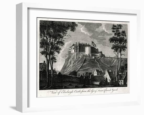 View of Edinburgh Castle, from the Grey Friars Church Yard, 18th Century-null-Framed Giclee Print