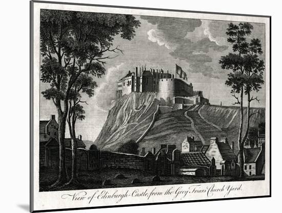 View of Edinburgh Castle, from the Grey Friars Church Yard, 18th Century-null-Mounted Giclee Print