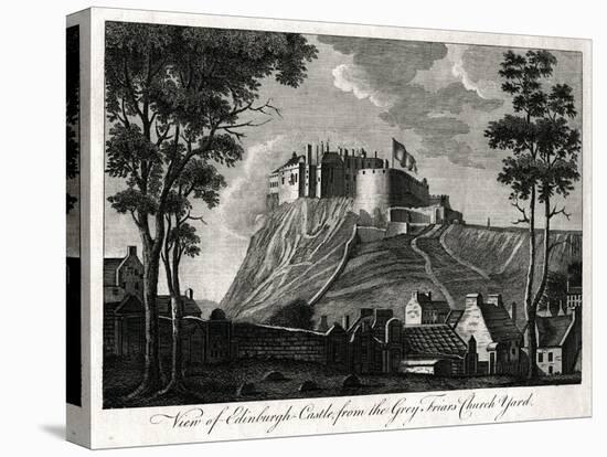 View of Edinburgh Castle, from the Grey Friars Church Yard, 18th Century-null-Stretched Canvas