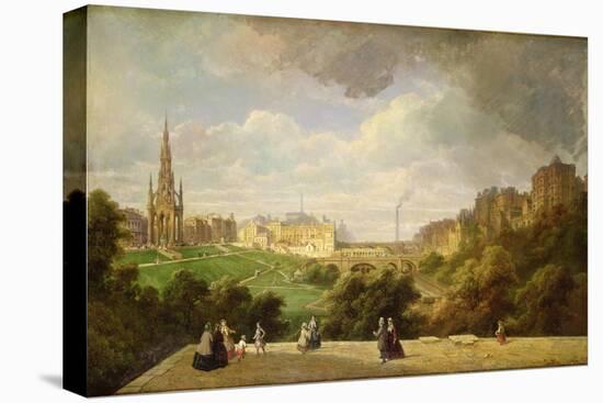 View of Edinburgh, the Walter Scott Monument-Pierre Justin Ouvrie-Stretched Canvas