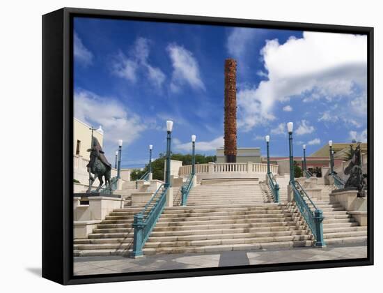 View of El Totem in Plaza Del Totem, Plaza Del Quinto Centenario, San Juan, Puerto Rico, USA-Miva Stock-Framed Stretched Canvas