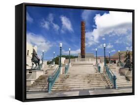 View of El Totem in Plaza Del Totem, Plaza Del Quinto Centenario, San Juan, Puerto Rico, USA-Miva Stock-Framed Stretched Canvas