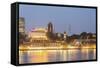 View of Elbe River and St. Pauli Landungsbrucken from Stage Theatre Hamburg-Guido Cozzi-Framed Stretched Canvas