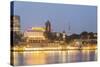 View of Elbe River and St. Pauli Landungsbrucken from Stage Theatre Hamburg-Guido Cozzi-Stretched Canvas