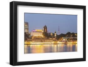 View of Elbe River and St. Pauli Landungsbrucken from Stage Theatre Hamburg-Guido Cozzi-Framed Premium Photographic Print