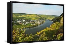 View of Ellenz-Poltersdorf and Moselle River (Mosel), Rhineland-Palatinate, Germany, Europe-Jochen Schlenker-Framed Stretched Canvas